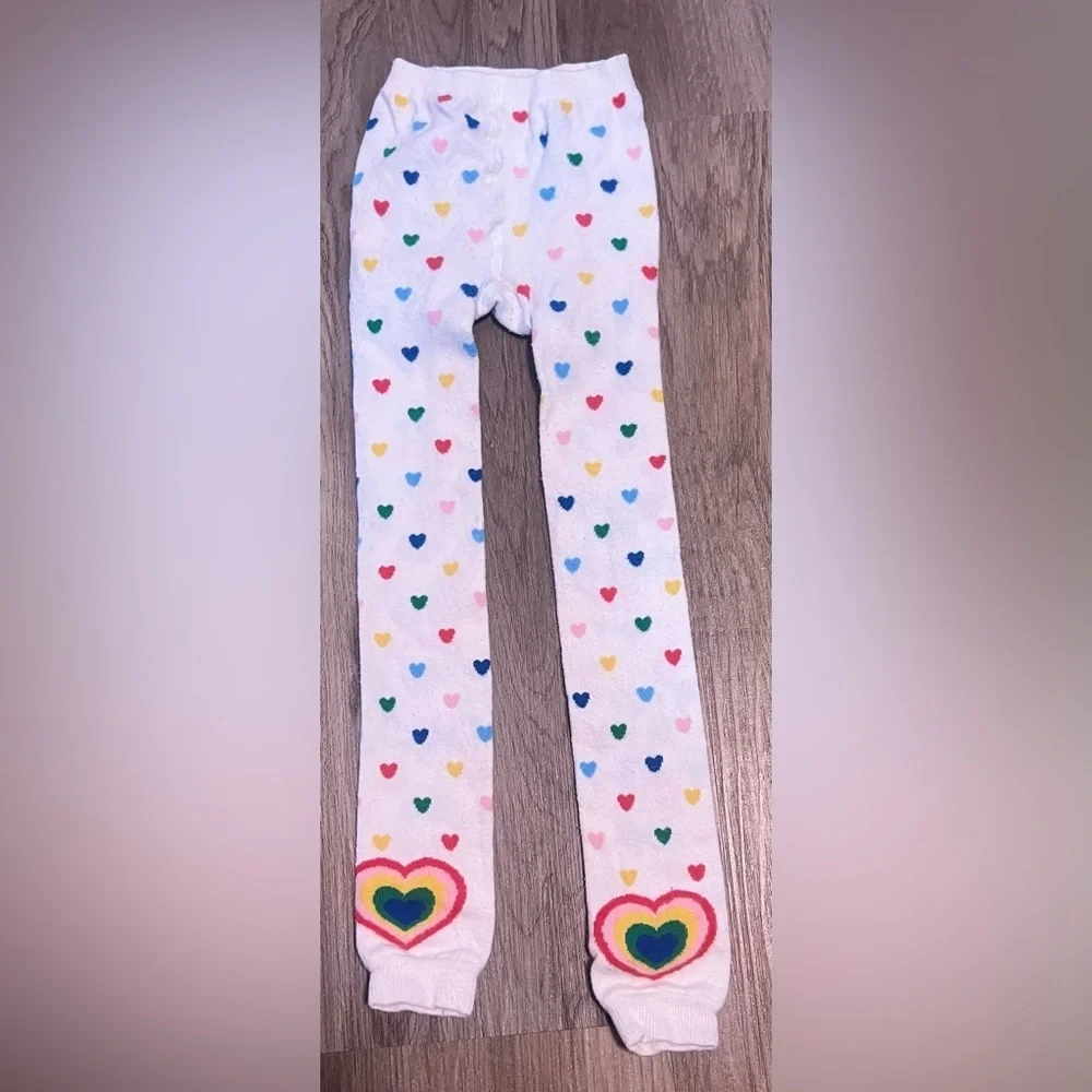 Kids Hanna Anderson Colorful Heart Patterned Leggings Size 5-7 Girls